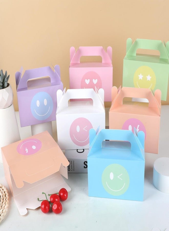 ojustbeok 12Pcs Smile Face Party Favors Preppy Birthday Party Decorations Pastel Smile Face Gift Goodie Boxes Folding Paper Treat Candy Boxes Birthday Wedding Bachelorette Baby Shower Decor Supplies - Image 3